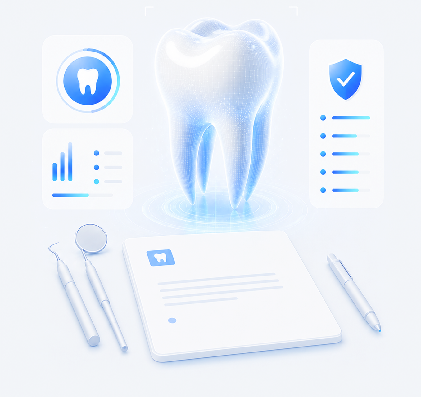 OrthoAI clinical workspace showing structured diagnostic reporting